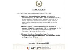 Paraguay dio 48 horas a la misión diplomática de Venezuela para abandonar el país