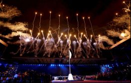 Fuegos artificiales en la Ceremonia de Apertura