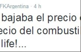 La cuenta oficial de Twitter de la mandataria argentina celebra la baja del precio de la nafta