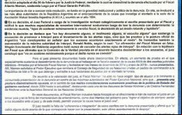 El aviso fue publicado en los principales diarios argentinos bajo el título, Compromiso, verdad y justicia