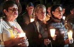 Lilian Tintori, esposa de Leopoldo López, durante la vigilia el miércoles a la noche