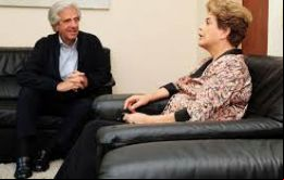Dilma Rousseff con el presidente Tabaré Vázquez en la residencia presidencial de Suárez 