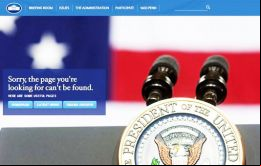 Sorry, the page you're looking for can't be found (Disculpa, la página que estás buscando no puede encontrarse)” es el mensaje en www.whitehouse.gov/espanol.