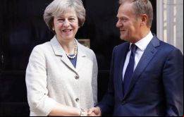 Theresa May se entrevistó este jueves en Londres con el presidente del Consejo de Europa, Donald Tusk