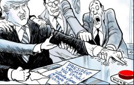 La amenaza, empero, no pareció amilanar a un Trump que, además, se jactó de que, a diferencia del armamento nuclear de Pyongyang, el de EE.UU.“ ¡funciona! ”.(Imagen publicada por San Diego Tribune) 