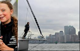 “¡Tierra! Las luces de Long Island y Nueva York ahí delante!”, tuiteaba Greta en la madrugada al concluir una travesía épica