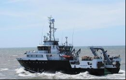 El barco de investigación científica BIP Víctor Angelescu, del INIDEP en el cual se está desarrollando el crucero conjunto 