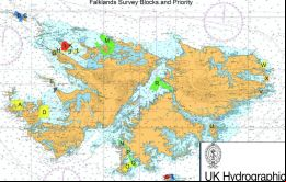  El mapeo y relevamiento del fondo marino comenzó en zonas costeras de las Falklands con el despliegue de varias naves