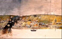 La pintura sobre el primer deslizamiento de turba y agua en 1878, realizada por Emile F Boyer