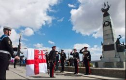 El monumento al combate naval, la gran victoria de la Marina Real al hundir la flota imperial al mando del Almirante von Spee el 8 de diciembre 1914 (Foto archivo)
