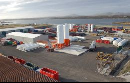 El predio reservado para el obrador de industria petrolera se encuentra en el Parque Industrial al este de Stanley (Foto Byron Marine)