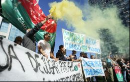 Trabajadores de frigoríficos se movilizaron en Montevideo en mayo en reclamo por las sanciones chinas. Foto: Sebastián Astorga