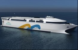 Representación por ordenador de Incat Group del aspecto que tendría el barco ecológico de Buquebús.