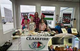 Niamh, Erin y Keira Knight con el legislador electo MLA Jack Ford. Foto: Penguin News